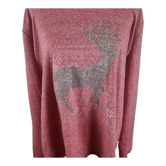 NWT Est1946 Reindeer Embellished Long Sleeve Christmas Top Women's XL - Picture 2 of 5